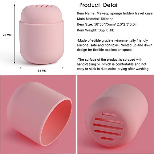 CORNERIA Caja para Beauty Blender - Estuche de viaje Beauty Sponge Blender, Estuche de esponja de silicona reutilizable y lavable (Polvo)