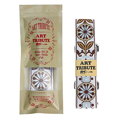 Correa para bolso de recambio blanca – Correa de bolsos bordada de tejido jacquard – Asa para bolso o bandolera de estilo guitarra – Correa ajustable para bolsos y carteras