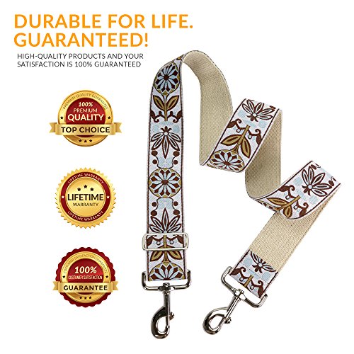 Correa para bolso de recambio blanca – Correa de bolsos bordada de tejido jacquard – Asa para bolso o bandolera de estilo guitarra – Correa ajustable para bolsos y carteras