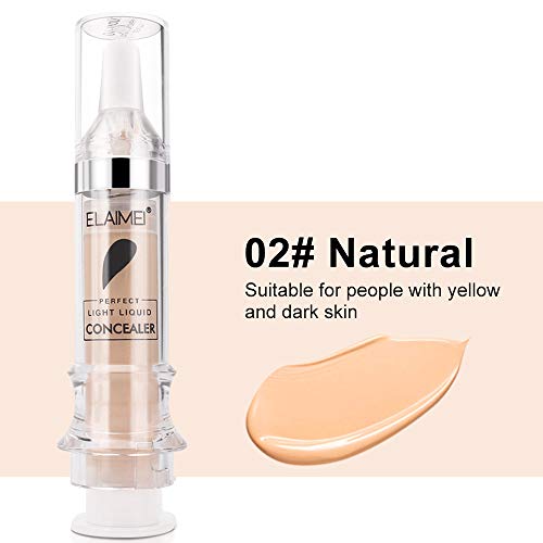 Corrector LíQuido, Corrector De Cobertura Total, Kit De Maquillaje Corrector De Base LíQuida Cremosa Impecable Mate Suave Para Rostro, Ojos, CíRculos Oscuros, Manchas, Acné, Cicatriz (Natural)