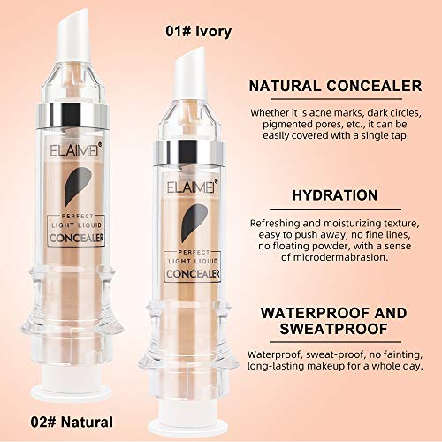 Corrector LíQuido, Corrector De Cobertura Total, Kit De Maquillaje Corrector De Base LíQuida Cremosa Impecable Mate Suave Para Rostro, Ojos, CíRculos Oscuros, Manchas, Acné, Cicatriz (Natural)