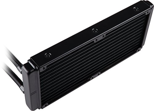 Corsair H100x Hydro Series - Refrigerador líquido para CPU (Radiador de 240 mm, dos ventiladores PWM de 120 mm, LED blanco), Negro