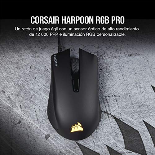 Corsair Harpoon RGB PRO, Óptico Ratón Para Juegos, USB, Tamaño Único, Negro