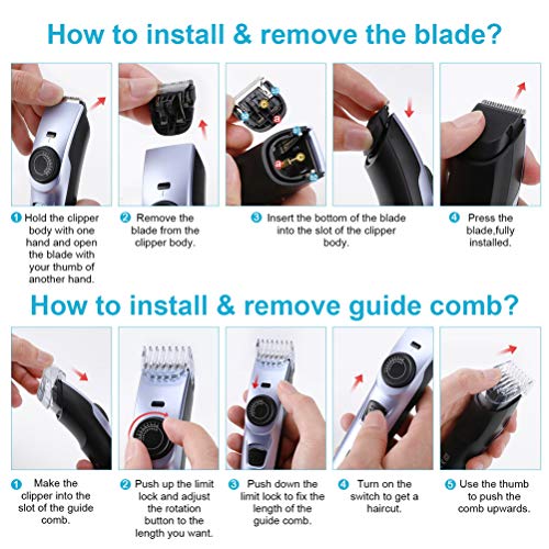 Cortapelos Hombre Profesional, Sin cable Cortadora de Pelo Recargable Electrico Kit de Corte de Pelo Con Barba con Perilla Ajustable de 1-10 mm Para Hombres y Familiar