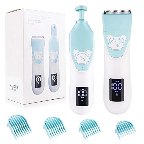 Cortapelos para Bebés con Peine Guía, Lima de Uñas del Niños Recargables con USB, Pantalla LCD, Eléctrico Clipper Inalámbrico Kit del corte del pelo con Safe Ceramic Blade.
