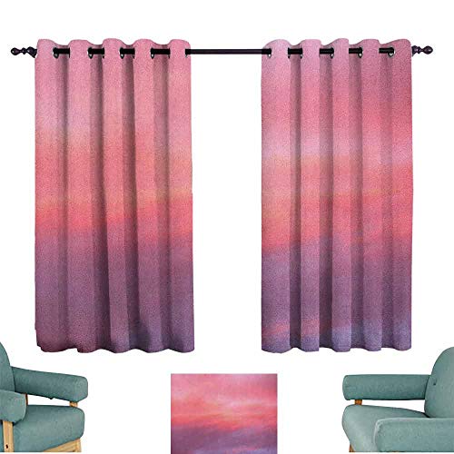 Cortina aislante térmica con ojal de coral hermosa vainilla cielo con nubes ternura soñadora irreal suave celestial durable W72x153L pulgadas pálido rosa coral lila