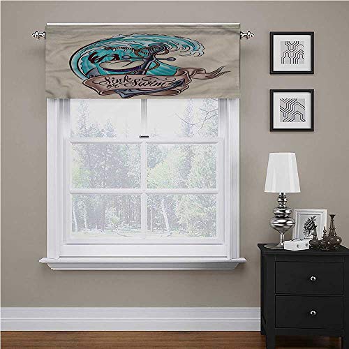 Cortina de ventana con diseño de iconos de dibujos animados clásicos con aislamiento térmico para ventana, la cortina de la barra de bolsillo es suave y sustancial, 42 x 18 pulgadas