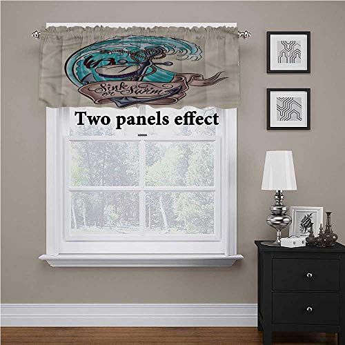 Cortina de ventana con diseño de iconos de dibujos animados clásicos con aislamiento térmico para ventana, la cortina de la barra de bolsillo es suave y sustancial, 42 x 18 pulgadas