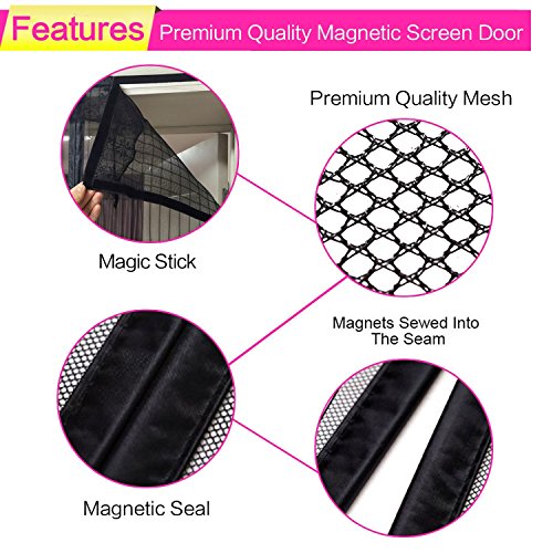 Cortina mosquitera magnética para puertas, Mosquitera Magnética 90 cm x 210 cm/100cm x 210 cm, para Puertas 86cm x 208 cm/96cm x 208 cm, Nuevo diseño, Manos libres; Instálela usted mismo