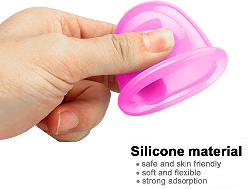 Cortneyrs 1set/4pcs Tazas de Catación Masaje del Cuerpo Cara Cuello Silicona Ventosa para Masaje anticelulitis, equipo de masaje por vacío, copas de silicona, Rosa (cupping) (Pink)