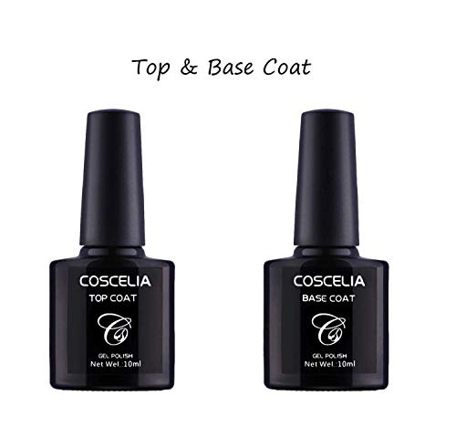 Coscelia - Kit de Nail Art, esmaltes semipermanentes, gel de uñas, esmaltes de acabado y lámpara secadora LED UV de 24 W