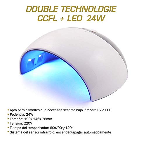 Coscelia - Kit de Nail Art, esmaltes semipermanentes, gel de uñas, esmaltes de acabado y lámpara secadora LED UV de 24 W