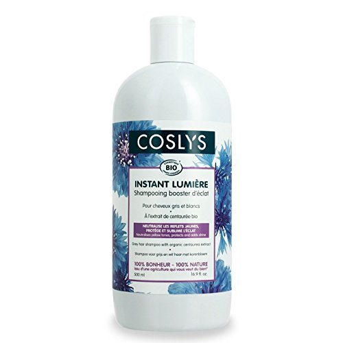 Coslys - Champú para cabellos blancos y grises con extracto de centaurea bio, envase de 500 ml