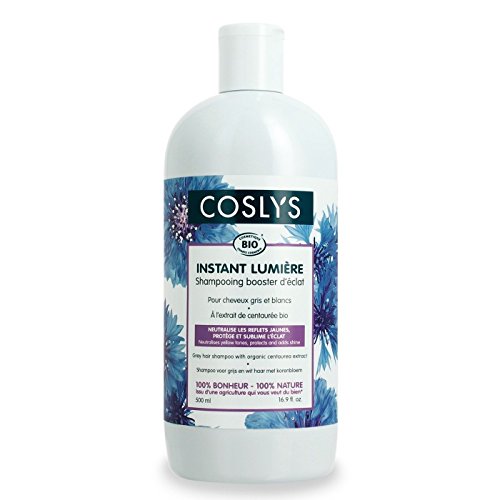 Coslys - Champú para cabellos blancos y grises con extracto de centaurea bio, envase de 500 ml