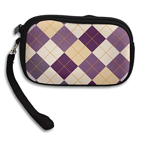 Cosmetics Bag For Women Argyle Seamless Lovely Vivid Fashion Neoprene Cute Coin Purse Cell Phone Wristlet Wallet Coin Purse Wallet with Strap 6x3.7x0.2inch For Adult Girl Women Kids