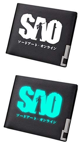 Cosstars Sword Art Online Anime Luminoso Cartera Hombre Cuero Artificial Billetera Portatarjetas Slim Wallet Negro /1