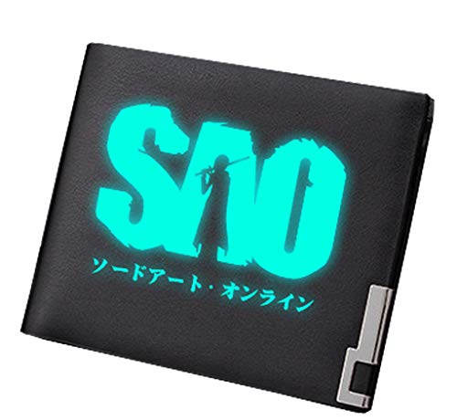 Cosstars Sword Art Online Anime Luminoso Cartera Hombre Cuero Artificial Billetera Portatarjetas Slim Wallet Negro /1