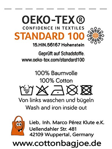 Cottonbagjoe - Mochila de algodón con certificado Öko-Tex Standard (36 x 46 cm), color naturaleza, tamaño 100 unidades