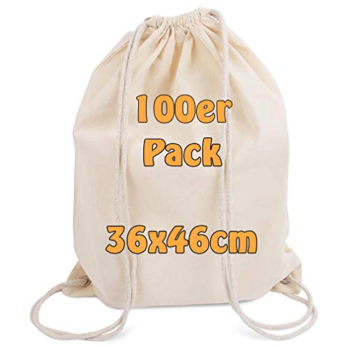 Cottonbagjoe - Mochila de algodón con certificado Öko-Tex Standard (36 x 46 cm), color naturaleza, tamaño 100 unidades