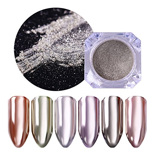 CoulorButtons 3 Cajas Espejo uñas Polvo champán Plata Oro Shimmer, Polvo de Purpurina para manicura Nail Art Polvo de pigmentos Cromado con 50 Sombras DE Ojos DE Incienso