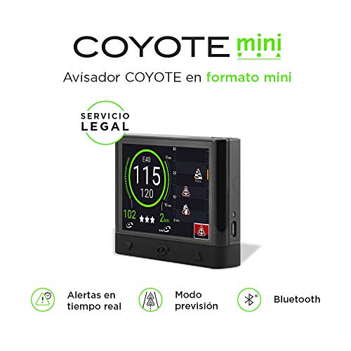 Coyote - Coyote Mini – Asistente de Ayuda a la conducción - Alertas de incidencias en la Carretera, Tráfico y Límites de Velocidad - Alerta de Radar Fijo y Móvil - Conectividad Bluetooth