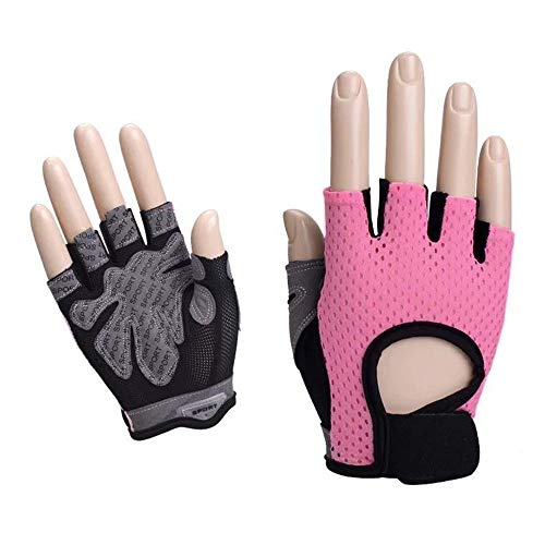 COZOCO Hombres Mujeres Yoga Guantes De Fitness Levantamiento De Pesas Entrenamiento Deportes Guantes De Bicicleta (L, Rosado)