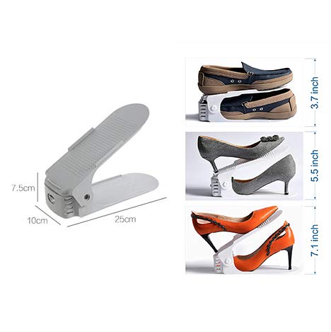 Cozywind 8pcs Zapatos Organizador de Calzado Zapatero Ajustable Individual de Doble Capa Plástico Que Ahorra Espacio de Almacenamiento,Gris