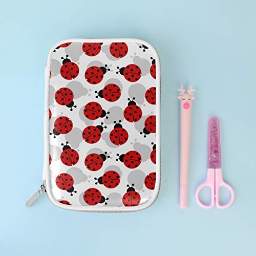 CPYang - Estuche con cremallera para lápices y brochas de maquillaje, diseño de mariquita