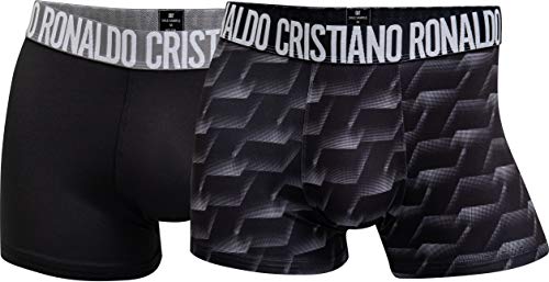 CR7 Cristiano Ronaldo - Fashion - Bóxers Ajustados de Microfibra para Hombre - Pack de 2 - Negro/Mix (427) - Tamaño S (CR7-8502-4900-427-S)