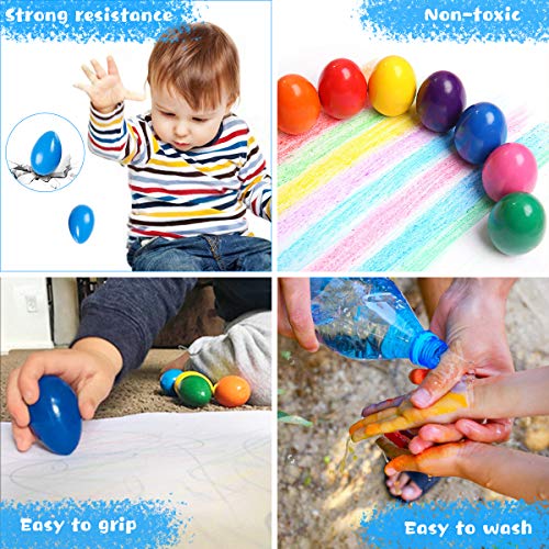 Crayones para Niños Pequeños, 9 Colores Surtidos Crayones Seguro y Lápices de Pintura Lavables Juguetes, Apilables para Niños y Niñas Regalo de Pascua (Forma Huevo)