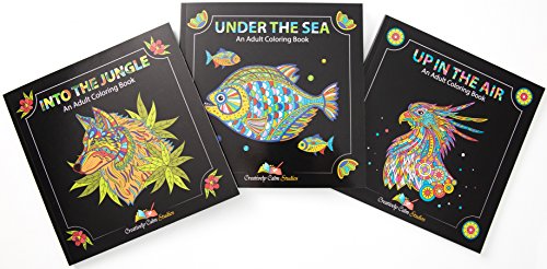Creatively Calm Studios Tres libros, diseños de la tierra del cielo y el mar, libros para colorear para los adultos relajación