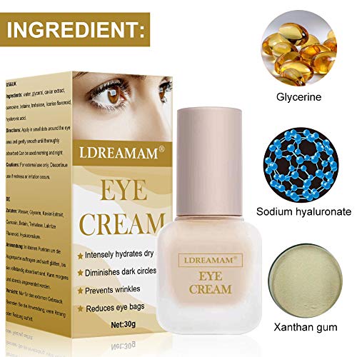 Crema De Ojos - Vegano, Cruelty-Free, Orgánico - Mejor Natural Antienvejecimiento Crema Tratamiento Contorno de Ojos Para Ojeras, Bolsas y Arrugas