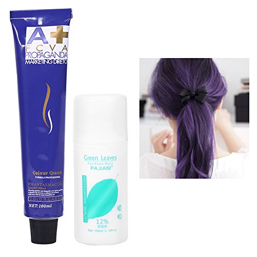 Crema del tinte de pelo, cera del pelo de la crema del tinte del color que diseña de la moda del color natural 100ml / Bottle con leche doble del oxígeno(Berenjena morada)