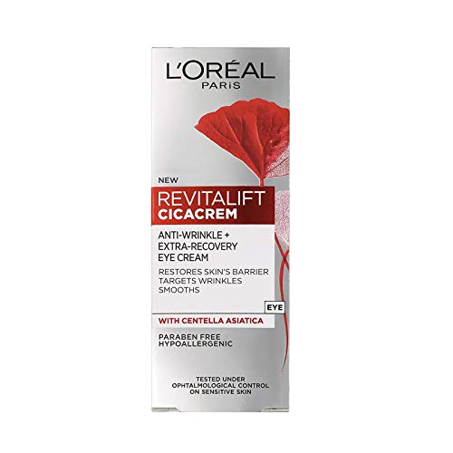 Crema para ojos L'Oreal Skincare Revitalift Cicacrem de 3 x 15 ml, paquete de tres