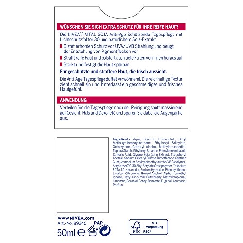 Crema protectora Nivea de día con soja, FPS 30, 1 unidad (50 ml).