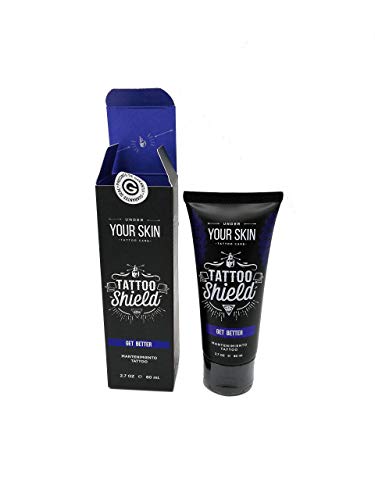 CREMA TATUAJE PREMIUM, Crema Tattoo especialmente diseñada para Mantener e Hidratar Tatuajes, Pomada Tattoo Shield 80 ML