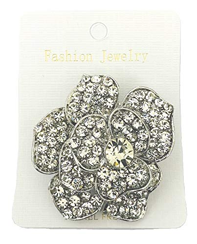 Cristal de Diamante rosa de plata de la flor de la boda del partido de desgaste de la broche de joyería de joyas de lujo