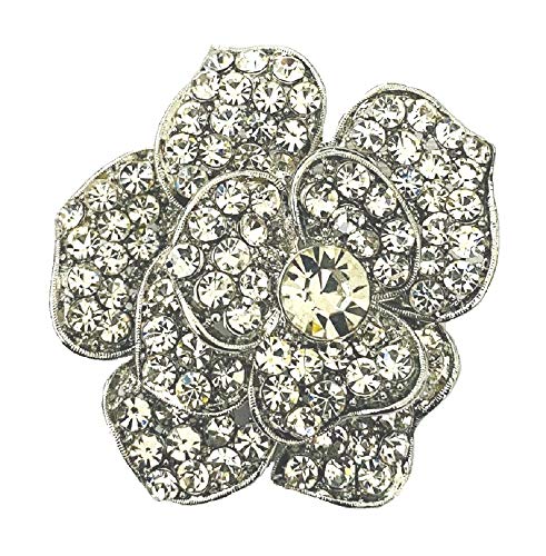 Cristal de Diamante rosa de plata de la flor de la boda del partido de desgaste de la broche de joyería de joyas de lujo