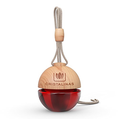 CRISTALINAS Ambientador y Absorbe OLOR esférico para coche. Aroma a LIMPIO. Mas de 2 meses de duración. 0% Alcohol. Doble sujeción: PINZA + COLGANTE