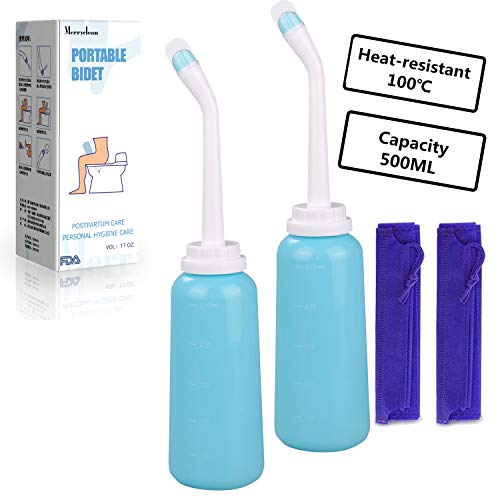 CROING-2 pcs Bidé portátil de 500 ml para Viajar con Bolsa - Mamá Peri Upside Down Bottle para el Cuidado posparto - Mom Washer para la recuperación y Limpieza perineal después del Nacimiento