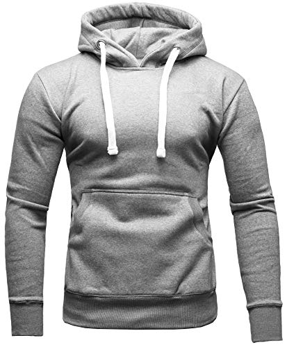 Crone Carlo Basic - Sudadera de forro polar con capucha para hombre, 100% algodón, vegano gris claro S