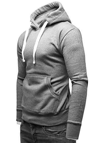 Crone Carlo Basic - Sudadera de forro polar con capucha para hombre, 100% algodón, vegano gris claro S