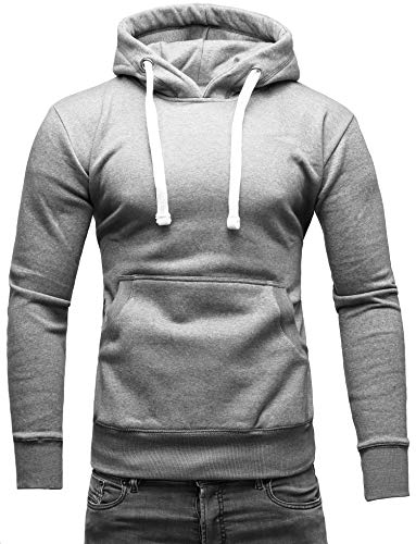 Crone Carlo Basic - Sudadera de forro polar con capucha para hombre, 100% algodón, vegano gris claro S