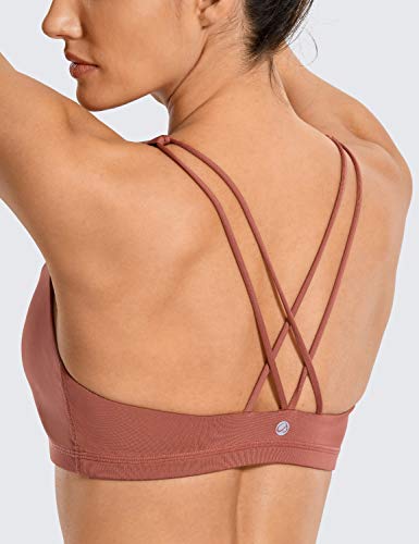 CRZ YOGA - Sujetador Deportivo Yoga Cruzados Espalda Sin Aros para Mujer Bronceador Rojo XS