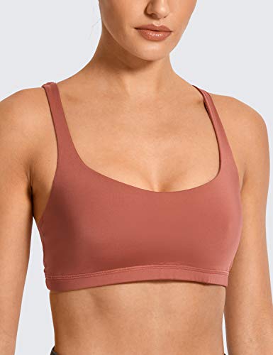 CRZ YOGA - Sujetador Deportivo Yoga Cruzados Espalda Sin Aros para Mujer Bronceador Rojo XS