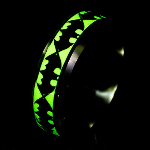 CTDMMJ Anillo Plateado Luminoso Plateado Incrustación de dragón Dorado Oscuro Fondo Verde Hombres Anillos Fluorescentes Brillantes-8_Anillos De Batman