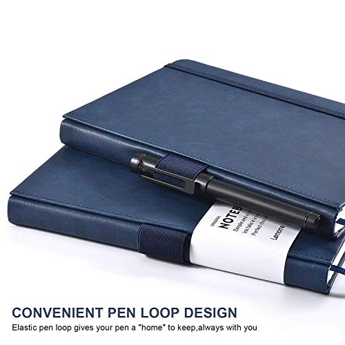 Cuaderno con Pen Loop - Lemome Thick Classic A5 Amplio Cuaderno de Escritura de Tapa dura Gobernado Regalos de Bolsillo + Separadores de Páginas, con Bandas, Grandes, 180 Páginas, 8.4 x 5.7 pulgadas
