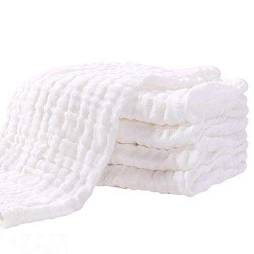 Cuadrados de muselina Paños grandes de muselina para bebés 70x70cm Toalla de baño para bebés de 4 capas 100% algodón absorbente y suave Paquete de 5 por YOOFOSS