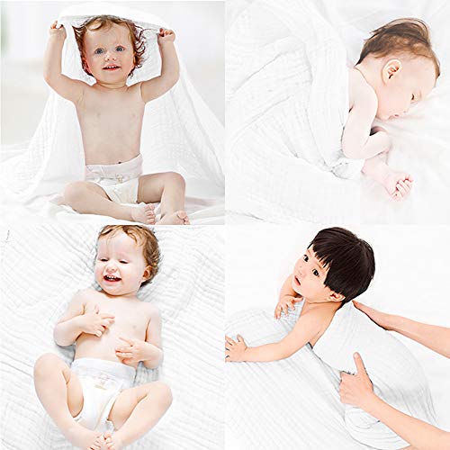 Cuadrados de muselina Paños grandes de muselina para bebés 70x70cm Toalla de baño para bebés de 4 capas 100% algodón absorbente y suave Paquete de 5 por YOOFOSS