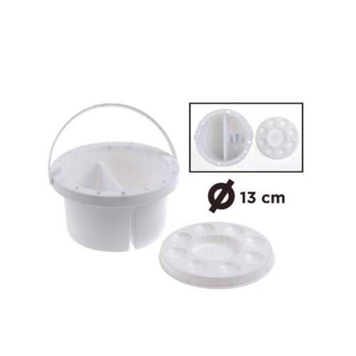 Cubo limpia pincel multiuso, apto para pinturas acrílicas, oleo, acuarelas. Recipiente de limpeza pinceles (REDONDO)
